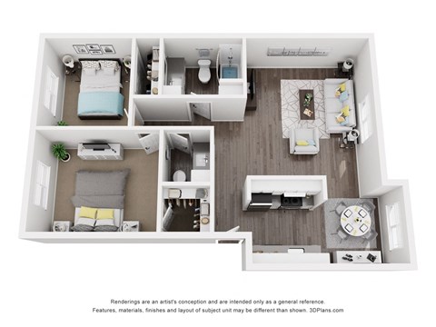 Floor plan for 2 beds, 1.5 baths, 920 sqft